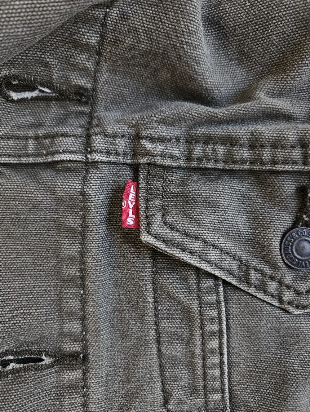 Levi's - Men's Olive-Grey Denim Jacket - Picture 3 of 4
